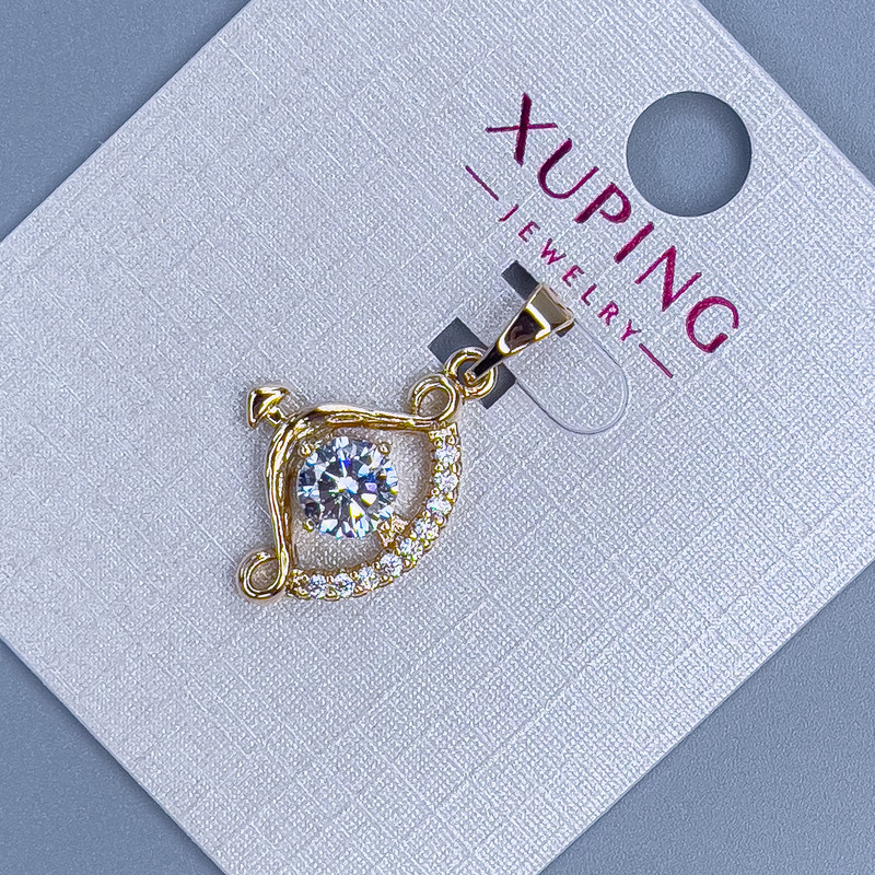 תליון Xuping «קֶשֶׁת» עם סטראזים לבנים, קוטר 14 מ״מ +-, אורך 23 מ״מ +- ציפוי זהב 18K
