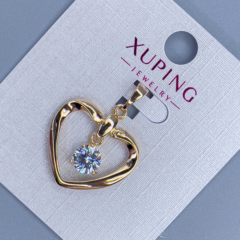 תליון Xuping «לב» עם קריסטל לבן, קוטר כ-21 מ״מ, אורך כ-26 מ״מ, מצופה בזהב 18K
