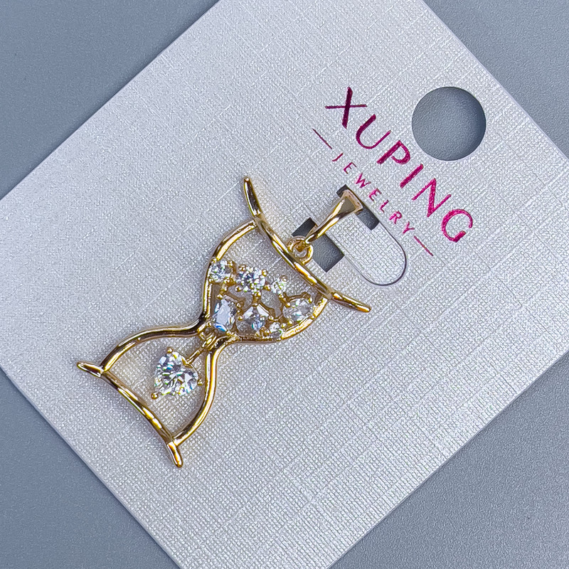 תליון Xuping «שעון חול» עם זירקונים לבנים, קוטר 18 מ״מ, אורך 28 מ״מ, מצופה בזהב 18 קראט