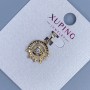 תליון Xuping עם קריסטל לבן, קוטר 14 מ״מ, אורך 20 מ״מ, ציפוי זהב 18K