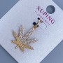 תליון Xuping «עלה קנאבוס» עם זירקונים לבנים, קוטר 21 מ״מ, אורך 29 מ״מ, ציפוי זהב 18K
