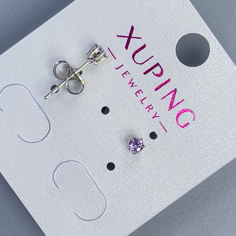עגלי סטוד Xuping עם אבן סגולה בקוטר כ-3 מ״מ ± מצופים ברודיום