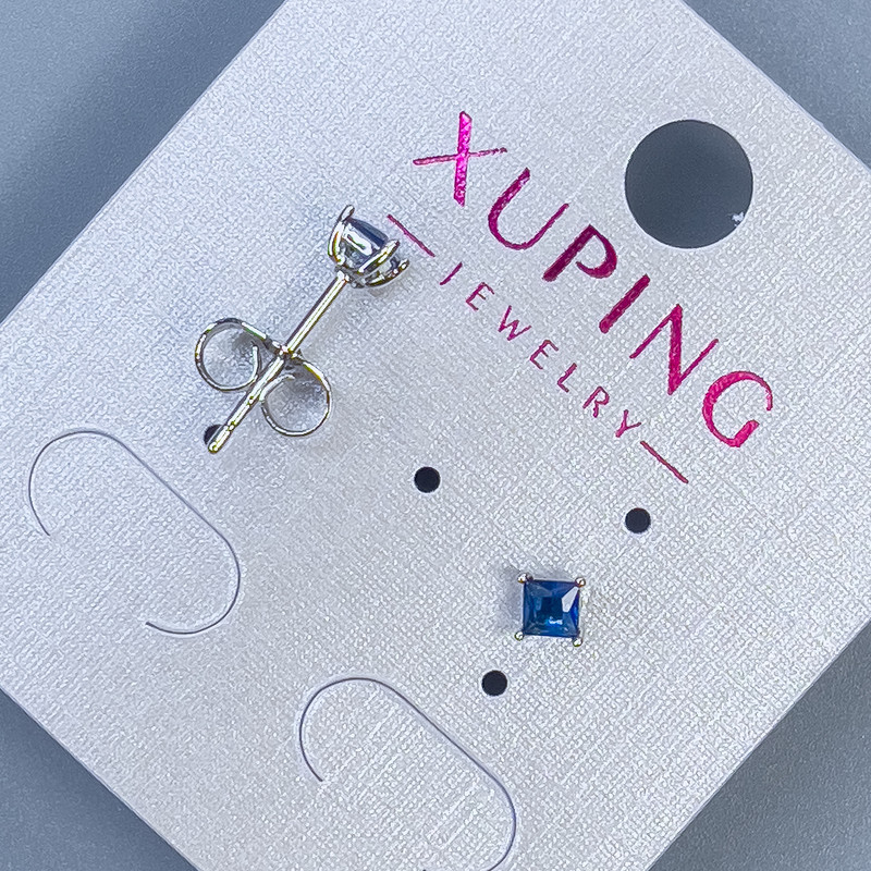 עגילי צמודים Xuping עם אבן כחולה בקוטר כ-3 מ"מ – רודיום מצופים