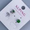 עגלי סטוד Xuping עם אבן ירוקה, מסגרת «כתר» 6 מ״מ ± ורודיום