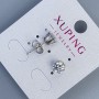 עגילי סטוד Xuping עם אבן לבנה במסגרת «כתר» 6 מ״מ ± רודיום מצופים