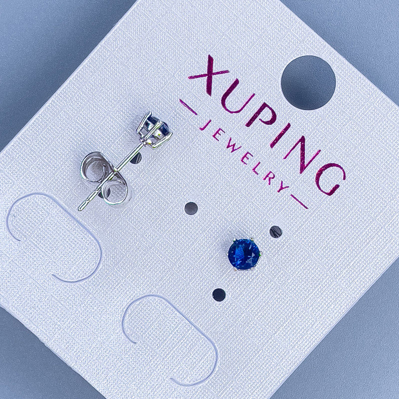 עגילי סטוד Xuping עם אבן כחולה 4 מ"מ ± רודיום