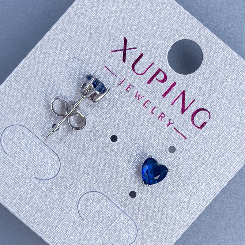 עגילי סטוד Xuping לב עם אבן כחולה