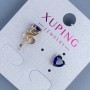 עגילי סטוד כדוריים Xuping «לב עם אבן כחולה» 6 מ״מ ± מצופים בזהב 18 קראט