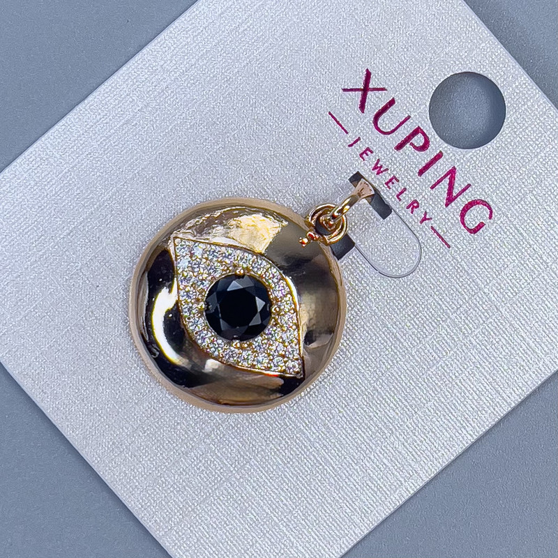 תליון Xuping עם זירקונים לבנים וקריסטל שחור, קוטר 19 מ״מ, עובי 5 מ״מ±, אורך 29 מ״מ±, מצופה זהב