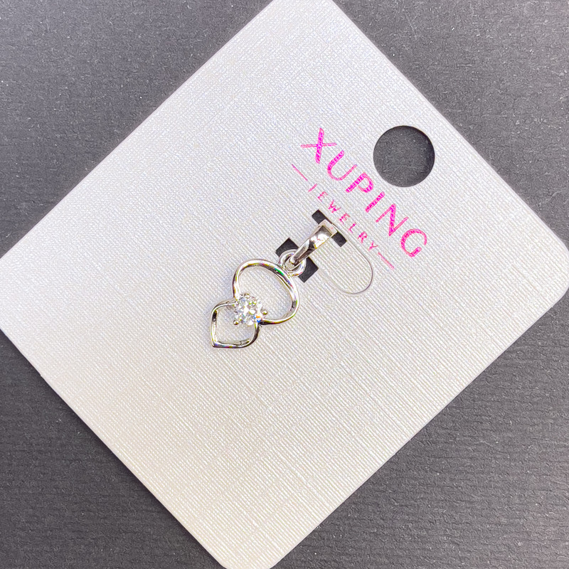 תליון Xuping עם זרקונים לבנים, קוטר 8 מ״מ, אורך 20 מ״מ, רודיום