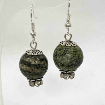 עגילי סרפנטין כדור חלק, קוטר 14 מ"מ ±, אורך 38 מ"מ ±