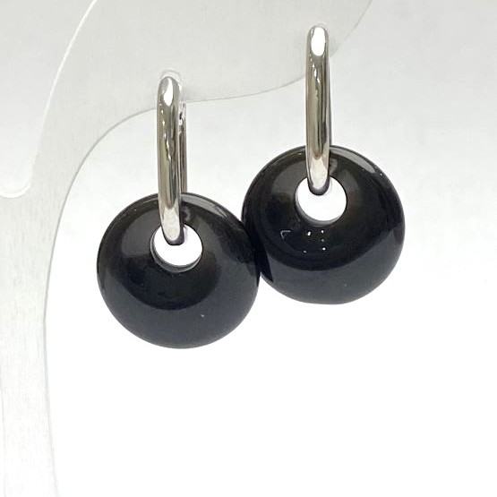 עגילים עם אגאט, קוטר 18 מ״מ+-, אורך 31 מ״מ+-