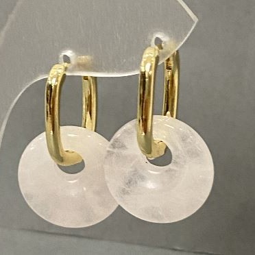 עגילים מקריסטל הררי, קוטר 15 מ״מ, אורך 27 מ״מ