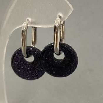 עגילי אבנטורין כחול חול — ליל קהיר חישוק, קוטר 18 מ״מ ±, אורך 30 מ״מ ±