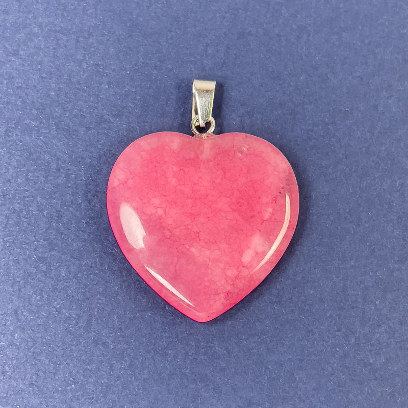תליון לב טורמלין (אבן צבועה) 25x25x8x30mm+