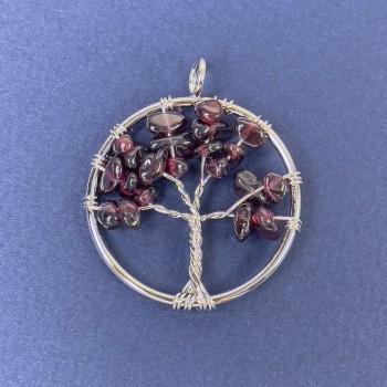 תליון «עץ החיים» גרנט אבן טבעית 31x36mm+