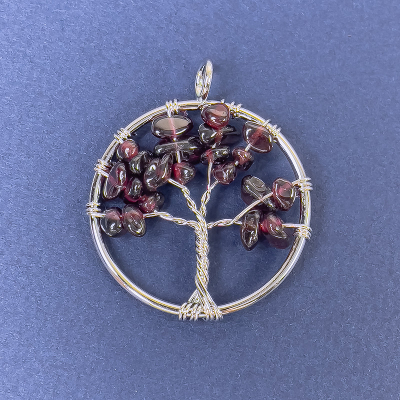 תליון «עץ החיים» גרנט אבן טבעית 31x36mm+