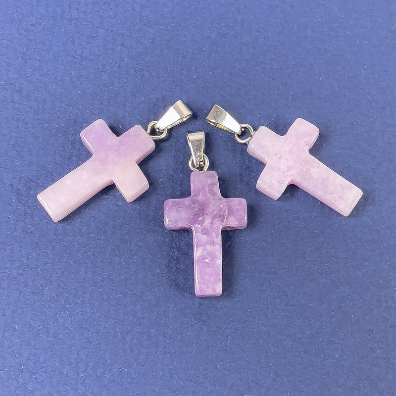 תליון צלב מלפידוליט אבן טבעית 20×14×5×28mm+