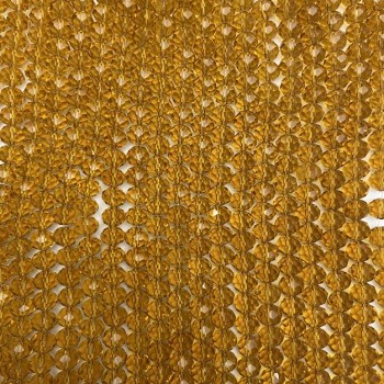 חרוזי ענבר קריסטל צ'כיה על חוט, רונדל מחורץ 8×6 מ״מ, אורך 40–41 ס״מ +