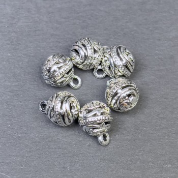 אביזרי תכשיטים - תליון בצבע מתכת כסוף, קוטר 8×11 מ״מ, אריזה 6 יח'