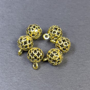 אביזרי תכשיטים תליון בצבע מתכת זהוב, קוטר 8×11 מ״מ, אריזה 6 יח'