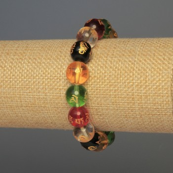 צמיד זכוכית עם כדורי זכוכית חלקים, קוטר 12 מ״מ, אורך 18 ס״מ, אלסטי