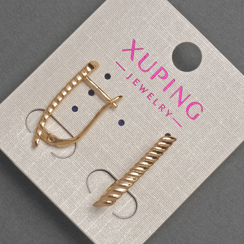 עגילים Xuping, קוטר 3 מ״מ, אורך 24 מ״מ, ציפוי זהב 18K