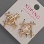 עגילים Xuping עם אבני סטרס לבנות, קוטר 22 מ״מ, אורך 22 מ״מ, ציפוי זהב 18K