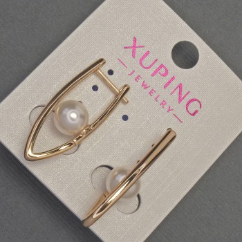 עגילים Xuping עם פנינת מאיורקה, קוטר 8 מ"מ±, אורך 30 מ"מ±, ציפוי זהב 18K