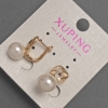 עגילים Xuping עם פניני מאיורקה, קוטר כ-9 מ״מ, אורך כ-18 מ״מ, ציפוי זהב 18K