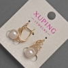 עגילים Xuping עם זירקונים לבנים ופנינת מאיורקה, קוטר 8 מ״מ ±, אורך 20 מ״מ ±, ציפוי זהב 18K