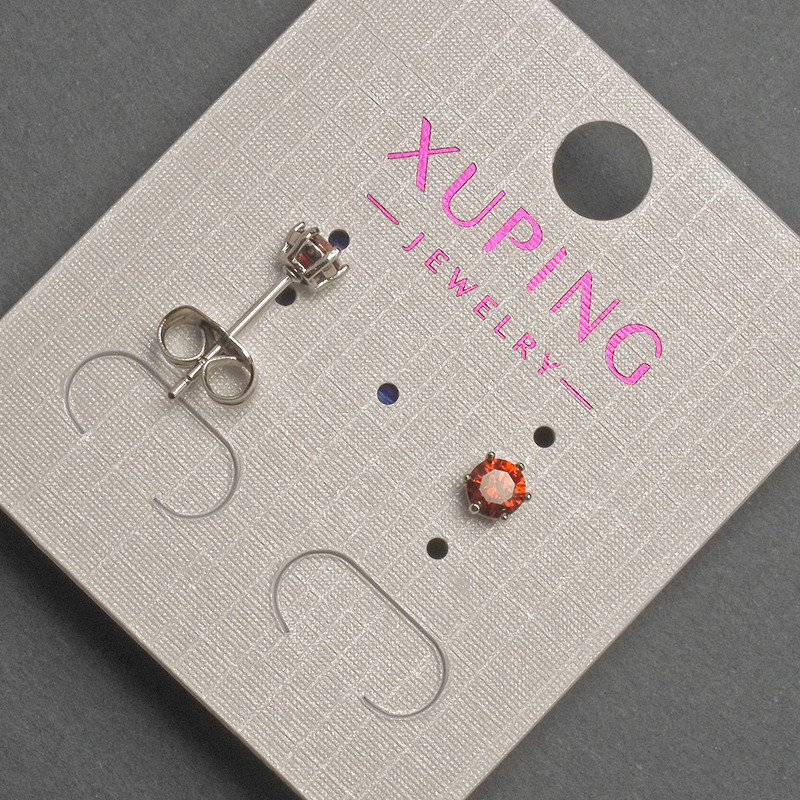 עגילי סטוד Xuping עם גביש אדום, קוטר 4 מ״מ +- רודיום