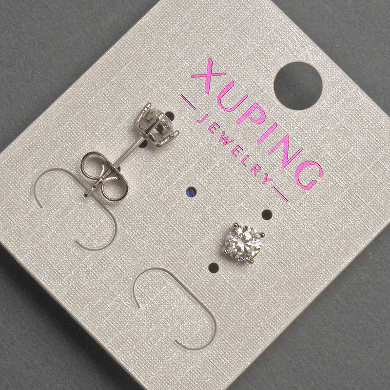 עגילי סטוד Xuping עם קריסטל לבן, קוטר 5 מ"מ +/- רודיום