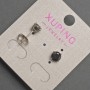 עגילי סטוד Xuping עם קריסטל שחור, קוטר כ-6 מ״מ, רודיום