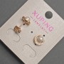 עגילי סטוד כדוריים Xuping עם פנינה וזירקונים לבנים, קוטר 5 מ"מ, אורך 10 מ"מ ± מצופה זהב 18 קראט