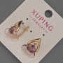 עגילים Xuping עם זרקונים לבנים ואבן סגולה, קוטר 11 מ״מ ±, אורך 16 מ״מ ±, ציפוי זהב 18K