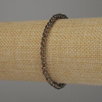 צמיד טופז מעושן - חרוז חלק, קוטר 4 מילימטרים, אורך 18 סנטימטר, אלסטי