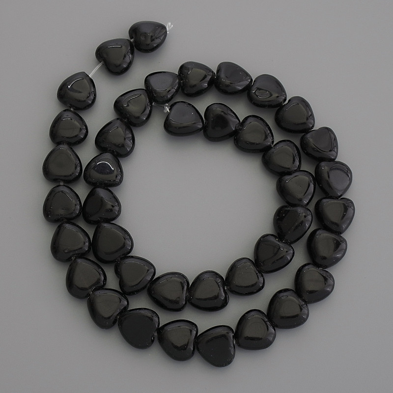 מבצע! חרוזים אגת אבן טבעית בצורת לב, קוטר 10×10 mm ± על חוט, אורך 38 cm+