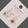 עגילים Xuping עם אבני זירקון לבנות וקריסטל סגול, קוטר 6 מ״מ ±, אורך 17 מ״מ ±; ציפוי זהב 18K