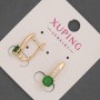 עגילים Xuping עם סטרז לבנים וקריסטל ירוק, קוטר כ-6 מ״מ, אורך כ-17 מ״מ, ציפוי זהב 18K