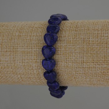 צמיד לאזוריט בצורת לב, קוטר 10×10 מ״מ ±, אורך 18 ס״מ אלסטי