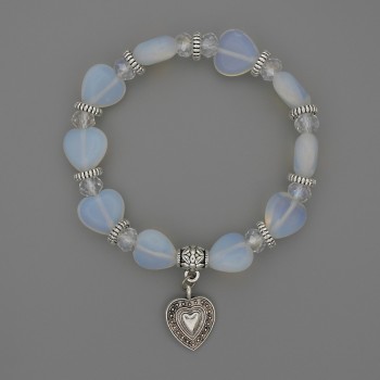 צמיד אבן הירח בצורת לבבות