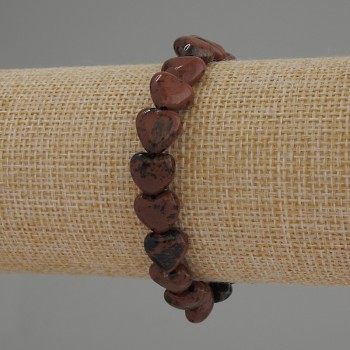 צמיד אובסידיאן בצורת לבבות, קוטר 10 מ״מ, אורך 18 ס״מ, אלסטי