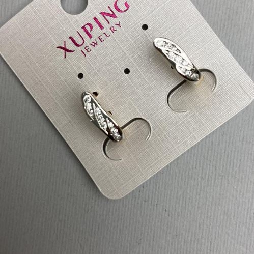 עגילים Xuping בציפוי זהב 18K ורודיום עם זרקונים לבנים, קוטר 4×16 מ״מ+