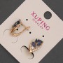 עגילים Xuping עם זרקונים לבנים וקריסטלים כחולים, קוטר 8 מ״מ +-, אורך 15 מ״מ +-, ציפוי זהב 18K