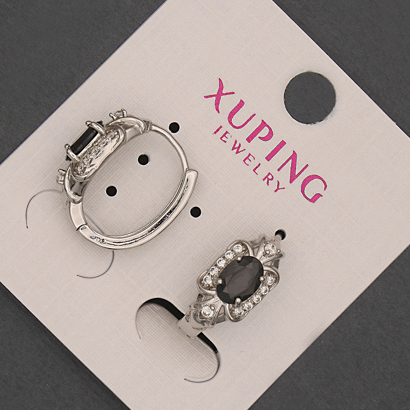 עגילים Xuping עם זירקונים שחורים, אורך 18 מ״מ ±, עובי 8 מ״מ ± ציפוי ראודיום