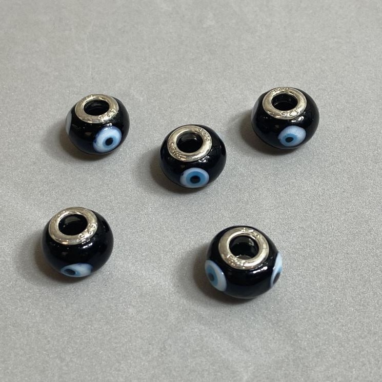 חרוז פנדורה מפלסטיק, קוטר 14×10 מ״מ, פתח 4.5 מ״מ, סט של 6 יחידות