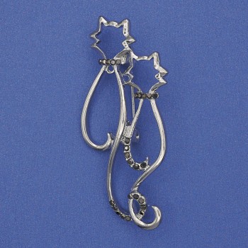 סיכה «חתולים» עם ברק כסוף 58×26 מ״מ+