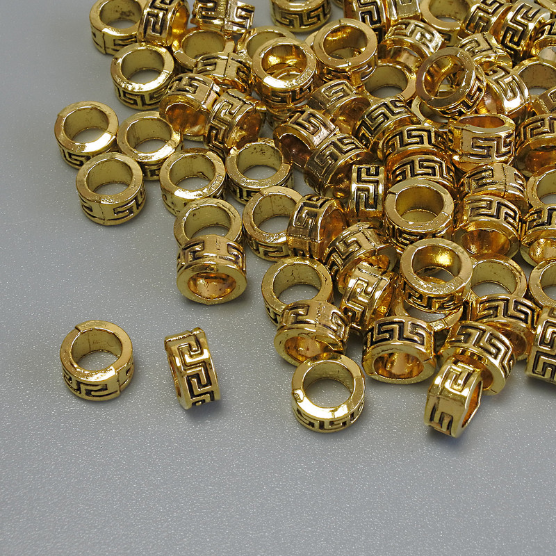 אביזרי תכשיטים — חרוז-הכנסה בצבע זהב, קוטר 5.5×3 mm ±, פתח 4 mm ±, אריזה 20 g (~80 יח)