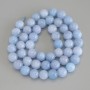 חרוזי אקוומרין בצורת כדור חלק, קוטר 8 מ"מ +/- , אורך 38 ס"מ +/- על חוט